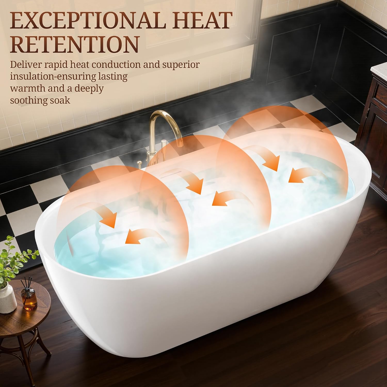 67' Acrylic Freestanding Bathtub, Deep Soaking Tub with Integrated Overflow and Drain, Oval Stand Alone Tub, Modern Bathtubs for Bathroom, cUPC Certified(Glossy White)