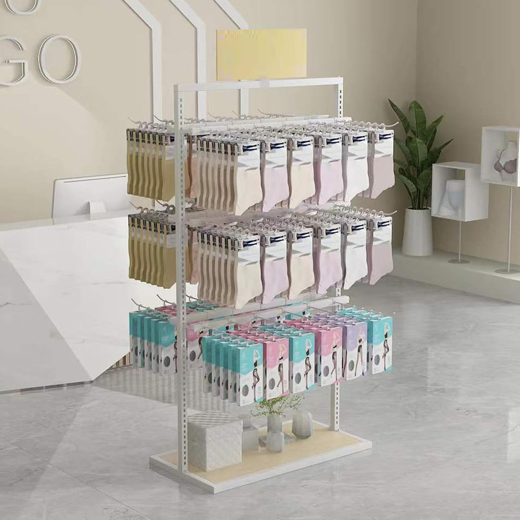 Underwear Display Stands,Metals Lingerie Stand Shelves,Freestanding Clothing Store Boutiques Retail Lingerie Garment Rack,for Panties Socks Bra(Color 2,60 X 40 X 135cm)