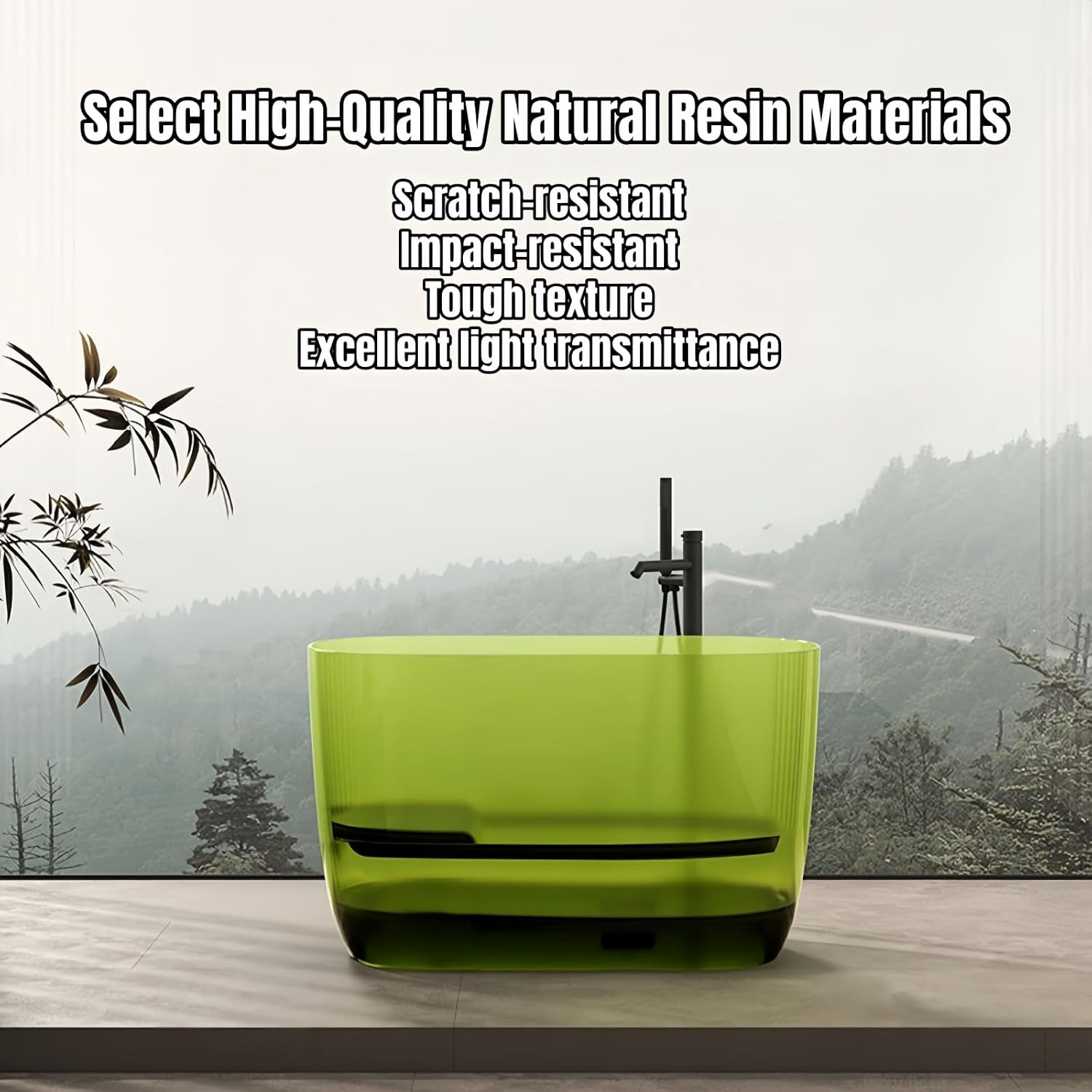 36' Edeyeu Oval Freestanding Bathtub - Compact Small Bathtub Soaker Tub with Natural Resin Design, Durable Stand Alone Tub for Spa-Like Soaking Experience, with Drain Blue