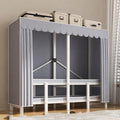 Portable Iron Rack Wardrobe Closet Rack - Large Capacity Floor Hanger, Heavy-Duty Foldable Garment Rack, 1100lbs, With Cover Wardrobe Clothes Organizer System, For Bedroom/corridor/entrance(B,190*50*1