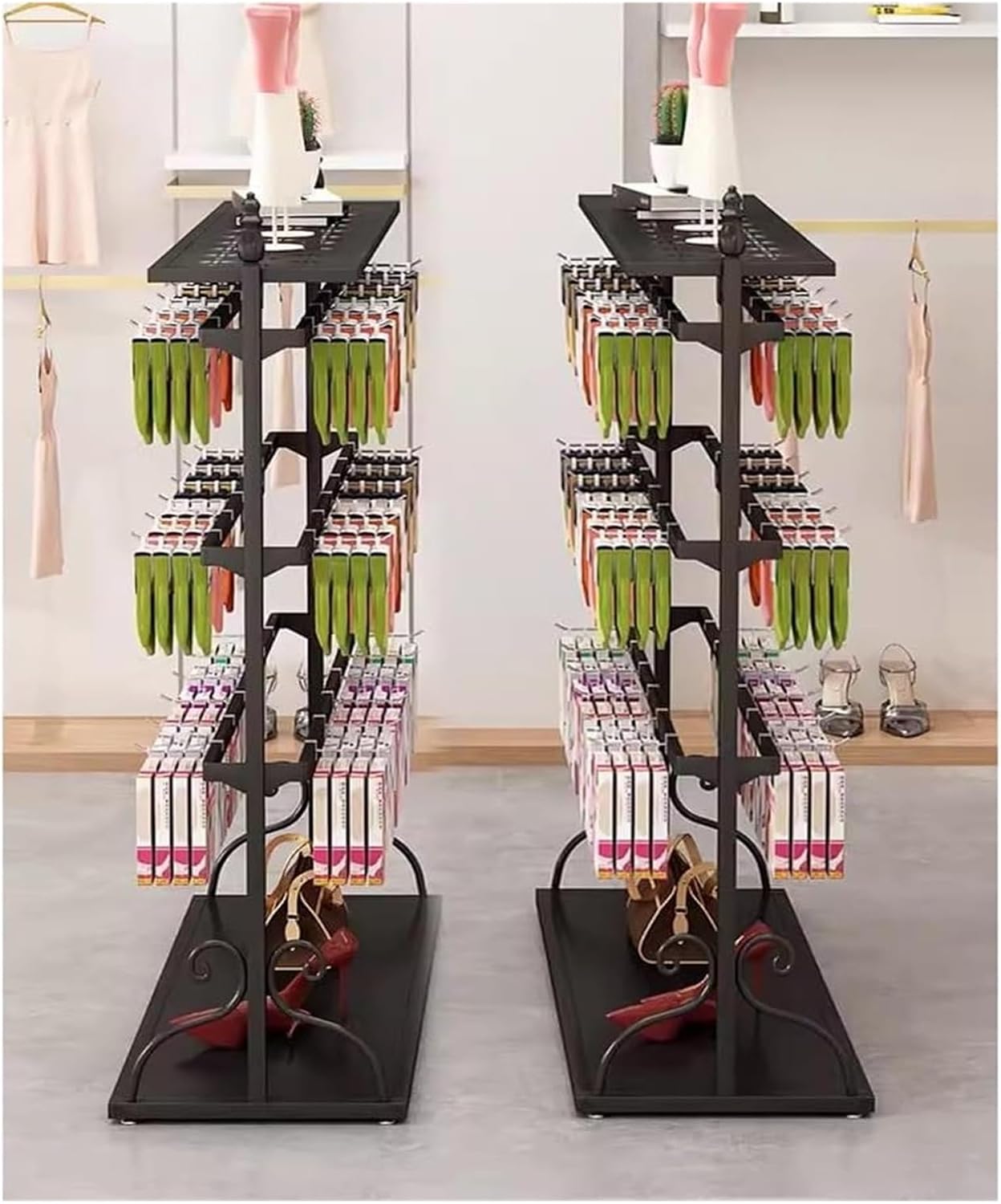 Clothes Rail Garment Rack Metal Underwear Display Stands， Floor Standing Sock Gloves Ornament Organizer Retail Store Metal Hanger Creative Commercial Shelves for Pan