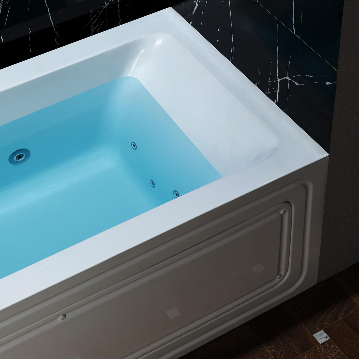 WOODBRIDGE 60' x 30' Alcove Acrylic Rectangular Whirlpool Heated Jetted Tub in White with Left Drain, Polished Chrome Finish, BS428-L-CH01