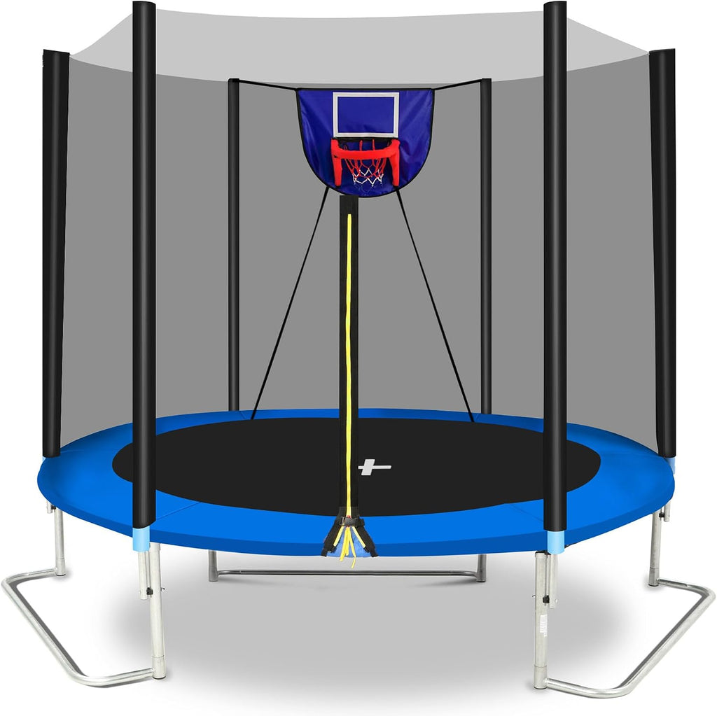 1500LBS 10FT 12FT 14FT 15FT 16FT Trampoline with LED Lights, Sprinkler, Music Speaker and Socks, ASTM Approved Outdoor Trampoline for Kids and Adults, Backyard Trampolines with Net Enclosure