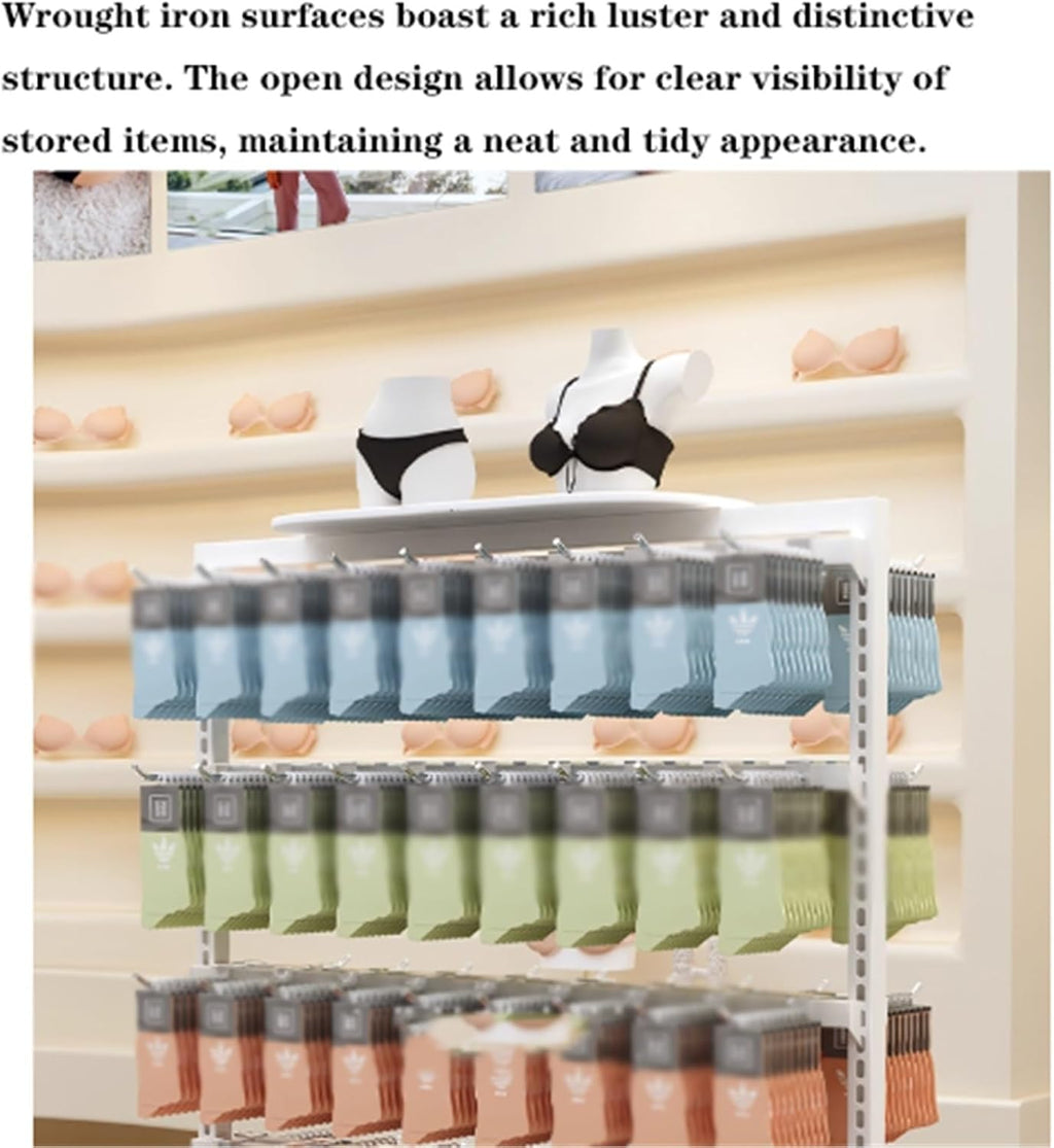 Metal Sock Display Stand, Large Capacity, Lingerie Garment Rack, Retail Sock Show shelves, Supermarkets Commercial Clothing Store Shelf, for Bras, Shorts, Hats(Black,100 * 40 * 135cm)