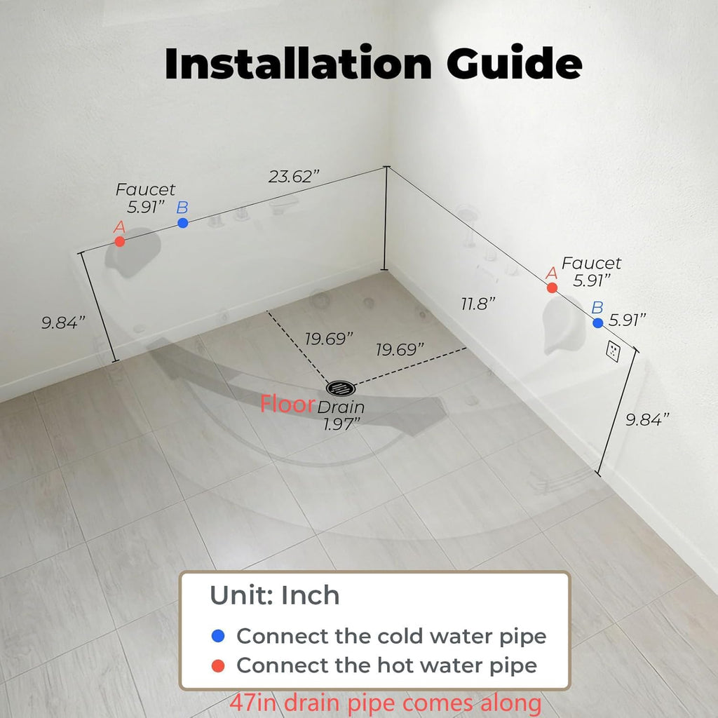 59x59 Inch Corner Bathtub for 2 Person, 6 Jet Whirlpool Tub withChromatherapy LED Lights, Acrylic Soaking Tub with Hydro Massage, Includes Faucet & 2 Bath Pillows (white-2)