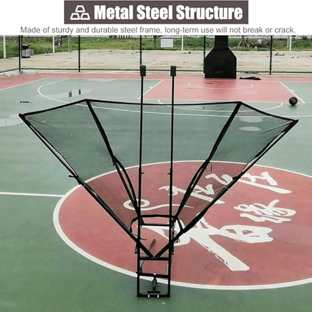 Sports Defender Net & Basketball Rebounder Combo - Serves as Ball Catcher Guard and Backstop, Large Net Prevents Lost Balls