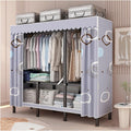 Foldable Portable Wardrobe Closet With Cover, Metal Garment Rack With Hanging Rods, Steel Hanging Rack, Storage Organizer For Bedroom, Clothing For Hanging Clothes(Blue,105x170x45cm)