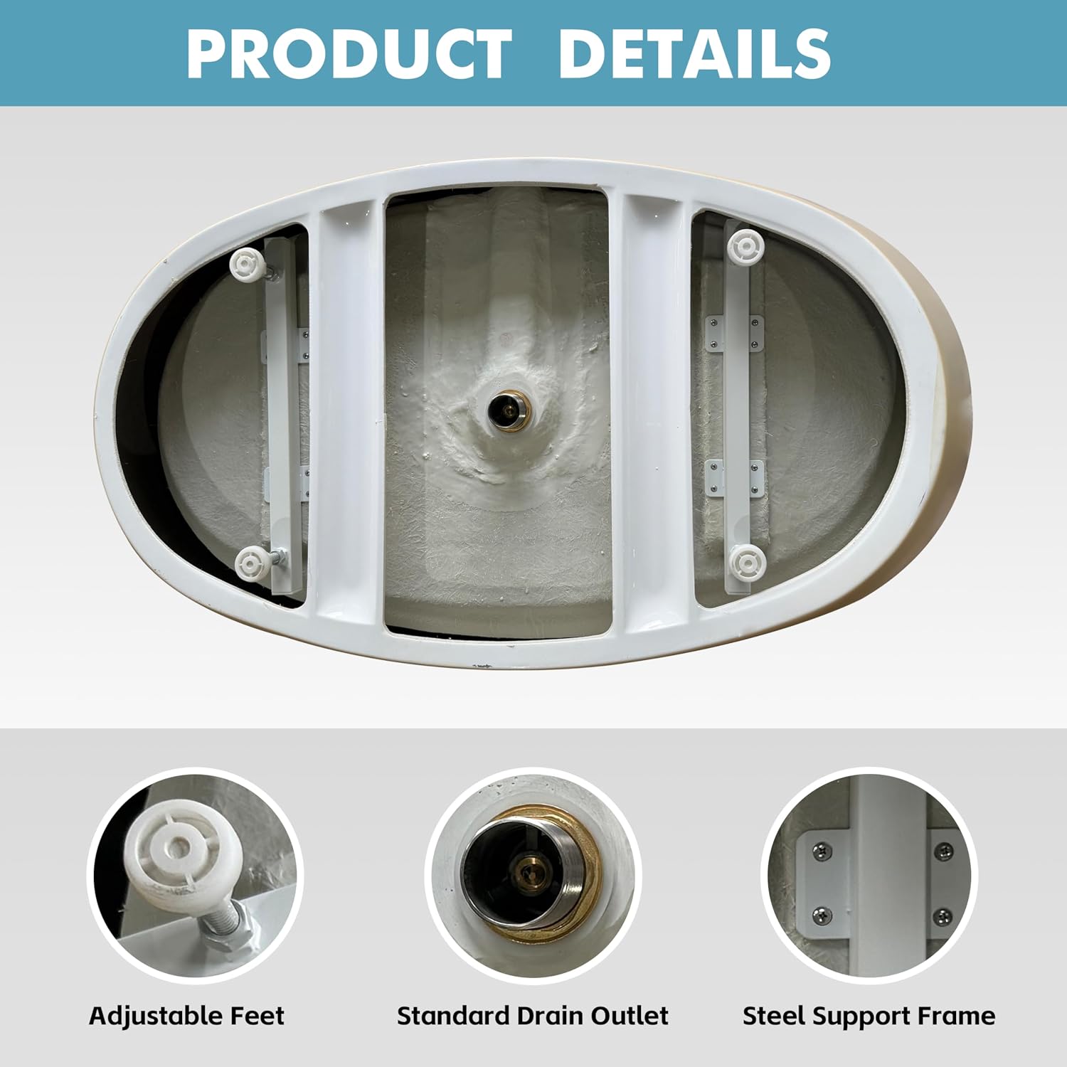 60' Acrylic Soaking Tub,Large Freestanding Bathtub, Free Standing Tub with Integrated Overflow and Drain, Soaker Tubs with Adjustable Legs, cUPC Certified, Latte color