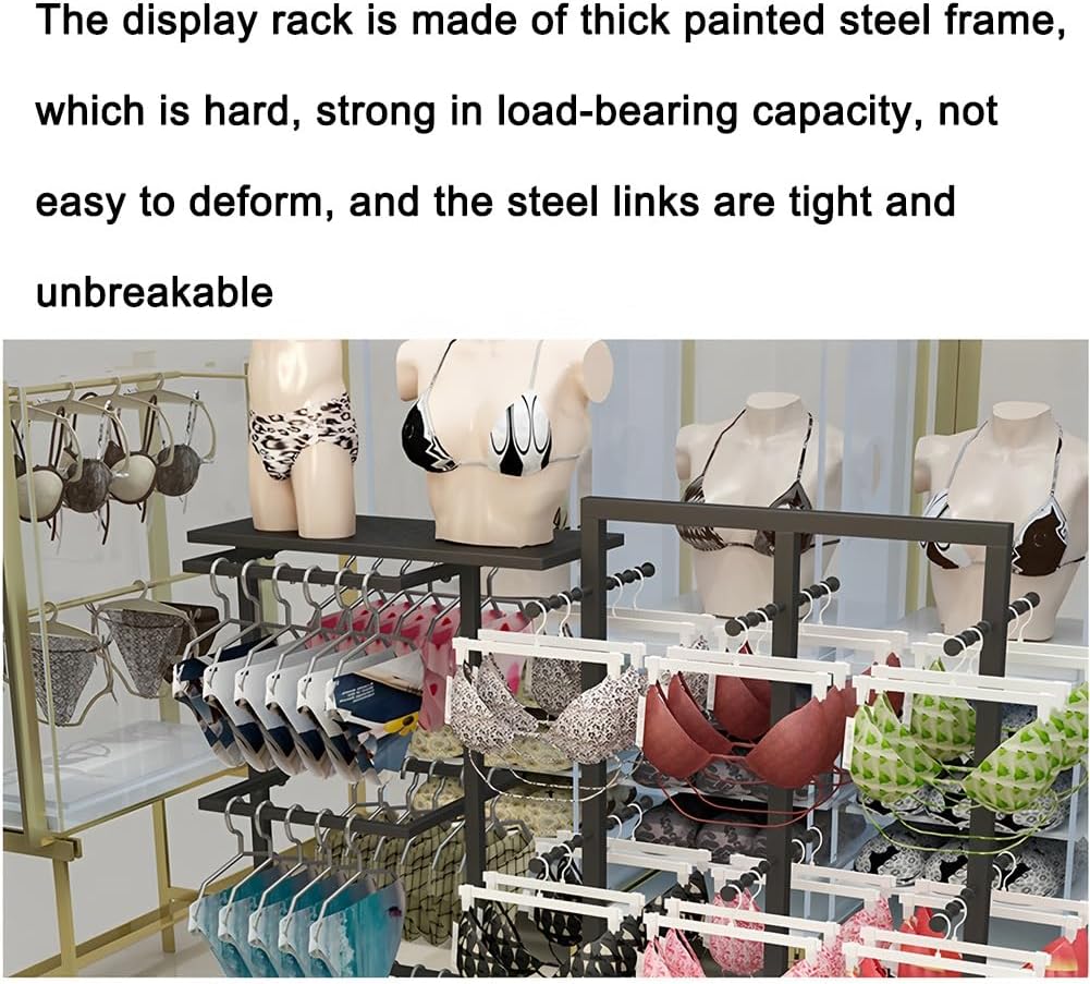 Zfmnoyev Coat Rack Stand, 3 Tier Freestanding Clothing Store Retail Lingerie Garment Rack, Multifunctional Bra Shorts Swimwear Sock Gloves Storage Holder(Black)