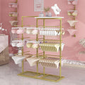 Adjustable Underwear Display Stands, Double-Sided Wrought Iron Floor-Standing Display Stand, Garment Racks with Top Storage Shelf and Hanging Bar, for Bag Skirts Socks Panties Shorts Underwear Bra