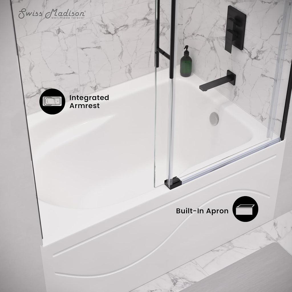 Swiss Madison Ivy 54'' x 30' Bathtub with Apron Right Hand Drain in White