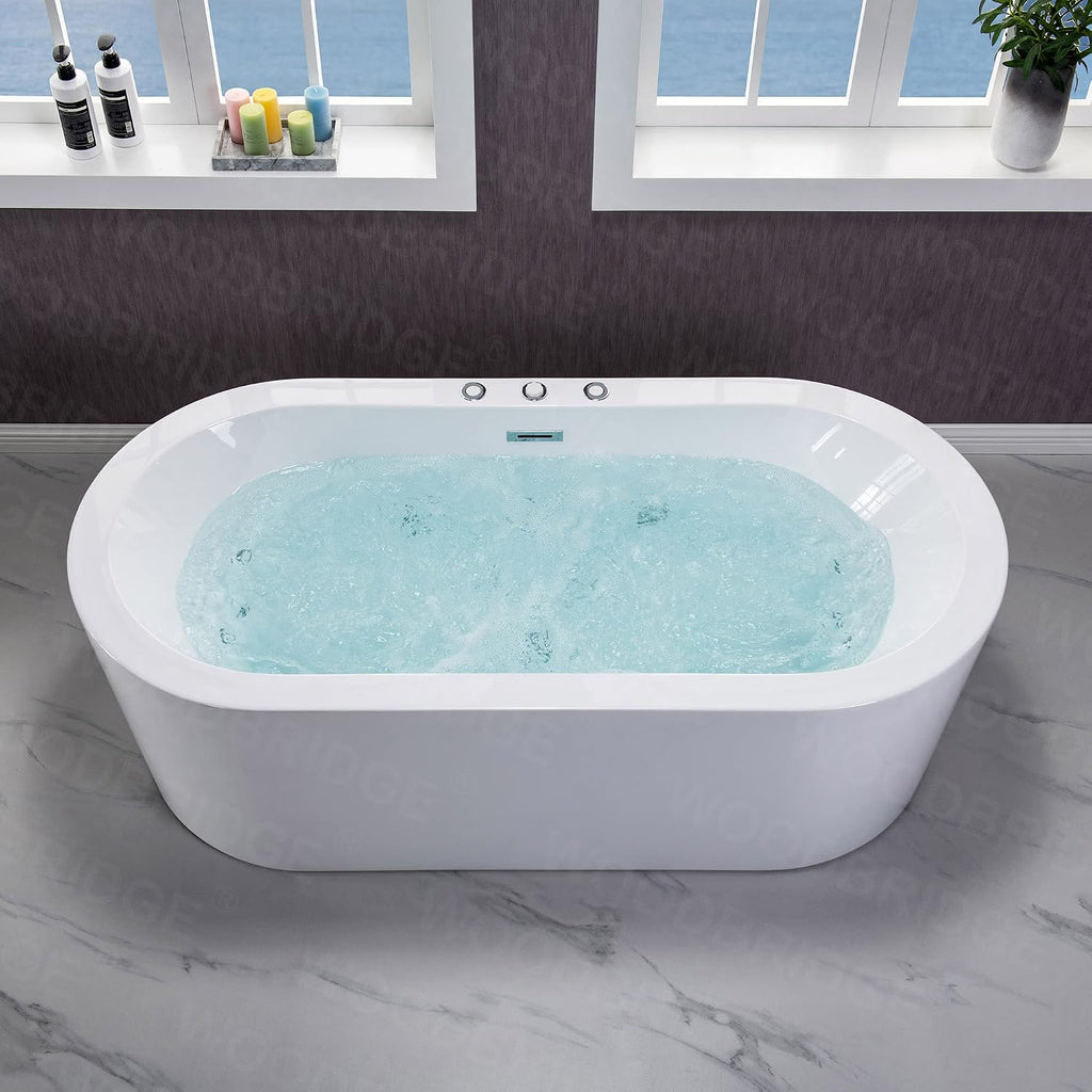 WOODBRIDGE 67' Air Bubble and Whirlpool Jetted Freestanding Bathtub B0030 / BTS1606