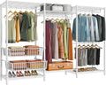 VIPEK V10 Wire Garment Rack 5-Tiers Heavy Duty Clothes Rack Large Size Clothing Rack with 4 Hanging Rods, 6 Wire Shelves and 2 Slid Baskets, 68.9' W x 15.7' D x 76.4' H, Max Load 920 LBS, White