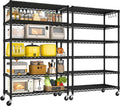 PrimeZone 6 Tier Wire Shelving with Wheels 79''H 1500lbs Storage Shelves NSF Certified Heavy Duty Steel Metal Shelf Adjustable Rolling Rack Kitchen Garage Closet Pantry Laundry 79''HX36''WX16''D 2Pcs