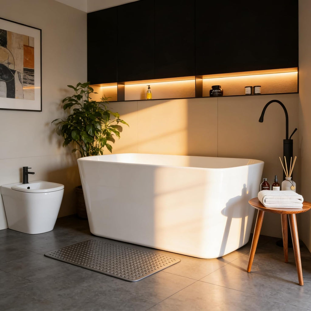 Garvee 49' Acrylic Freestanding Bathtub, Modern Deep Soaking Tub, cUPC Certified Free Standing Tub, Chrome Drain/Overflow, White Acrylic, White Square