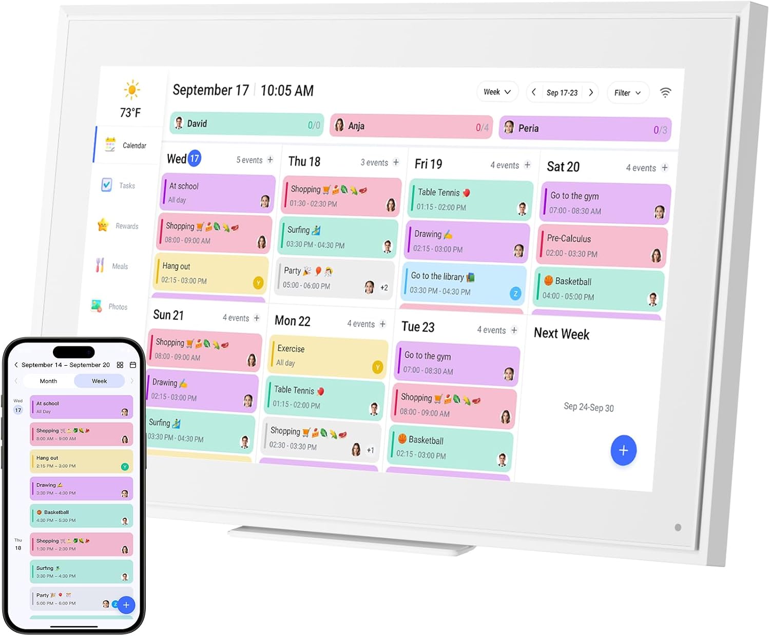 Digital Calendar:15.6-inchWall Planner Electronic Calendar & Chore Chart, Smart Touchscreen Interactive Display for Family Schedules– Wall and Desk Mountable, Great for Organizing Your 2026 Calendar