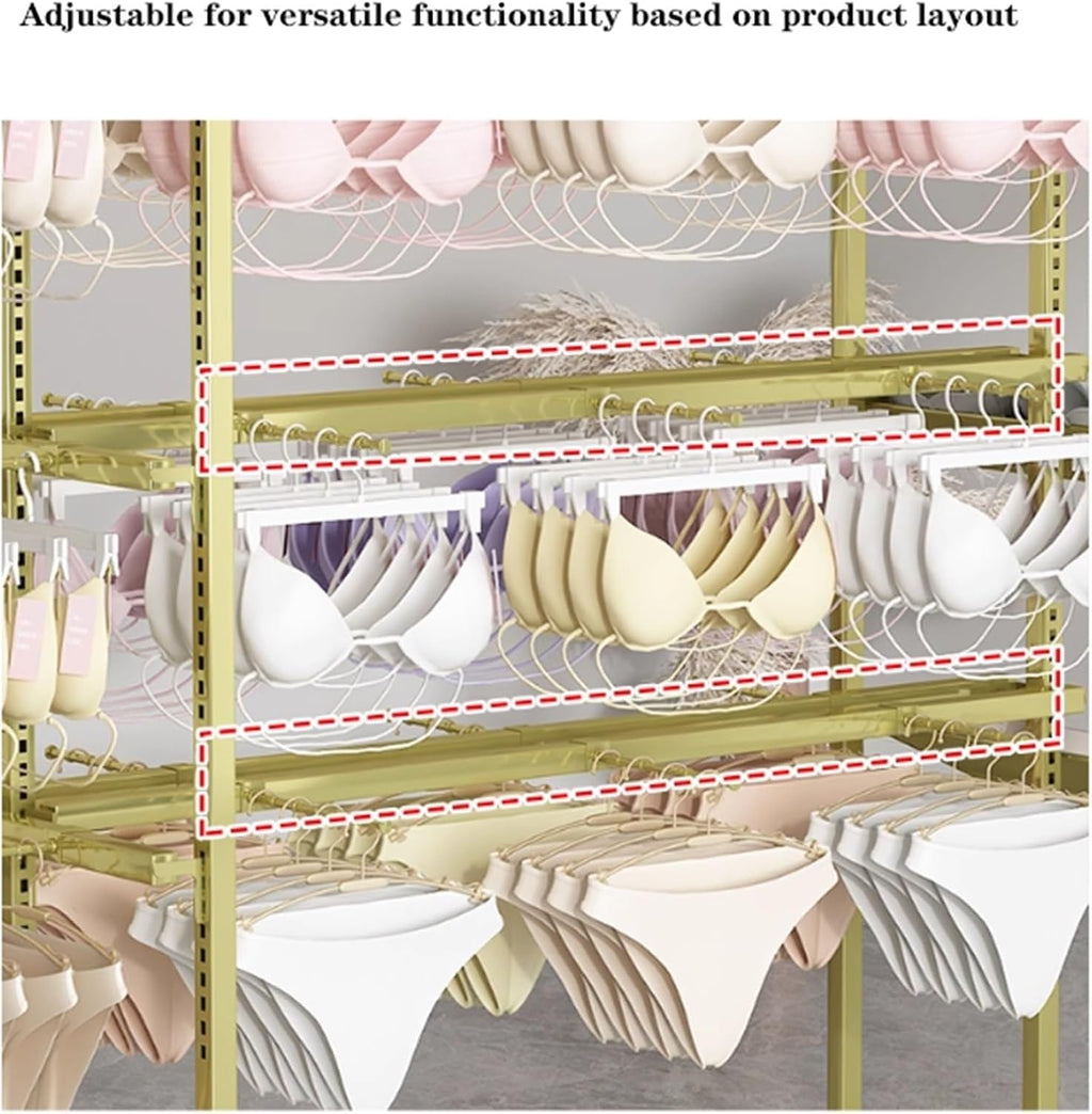 Metal Retail Organizer Clothing Store Shelf, Heavy-duty, Commercial Lingerie Garment Rack, Underwear Sock Display Stand, for Bras, Shorts, Hats, 100 * 45 * 135cm(Gold)