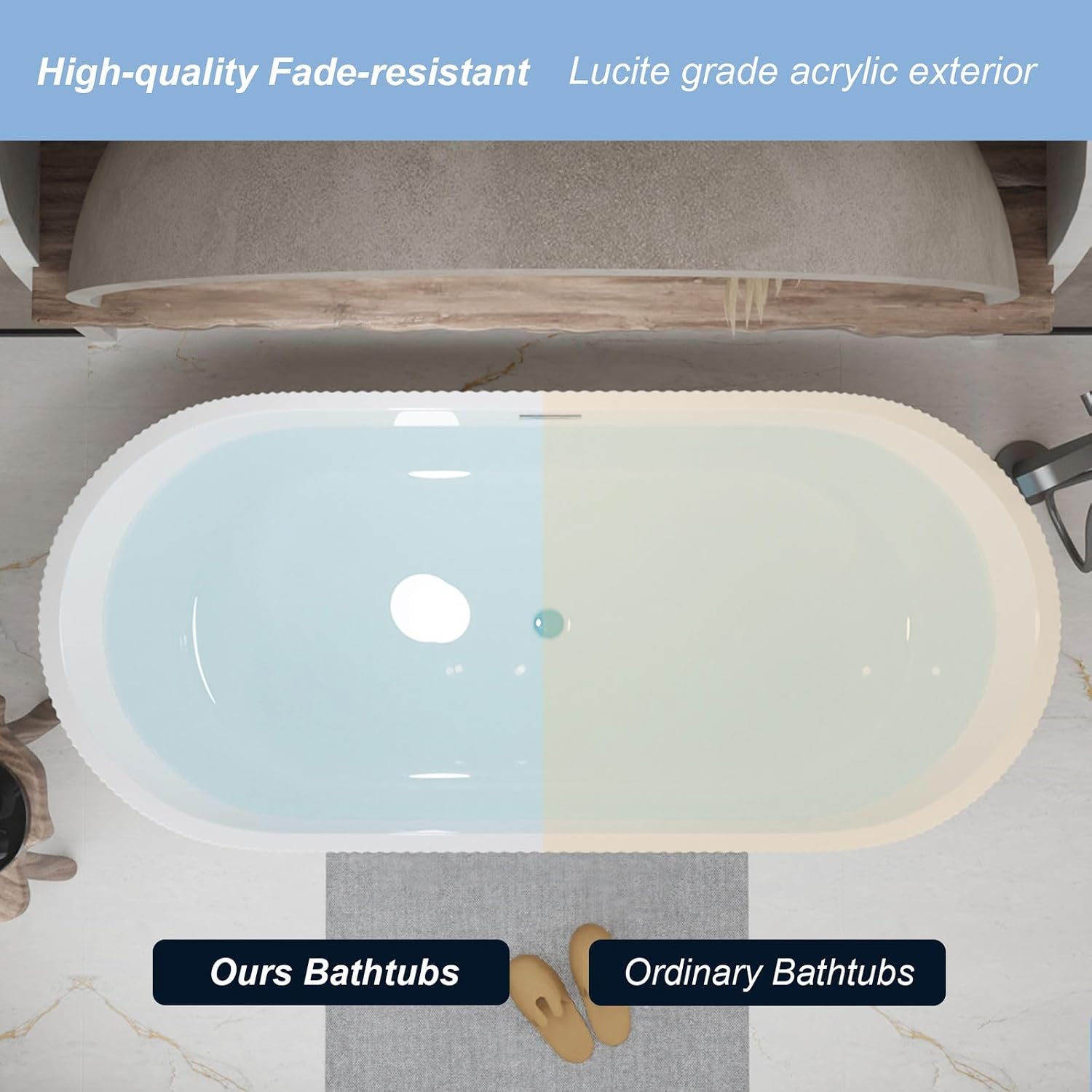 67' Freestanding Bathtub, cUPC Certified Acrylic Soaking Tub with Chrome Overflow & Toe-Tap Drain, Oval Stand Alone Soaker Tub for Modern Bathroom, Glossy White