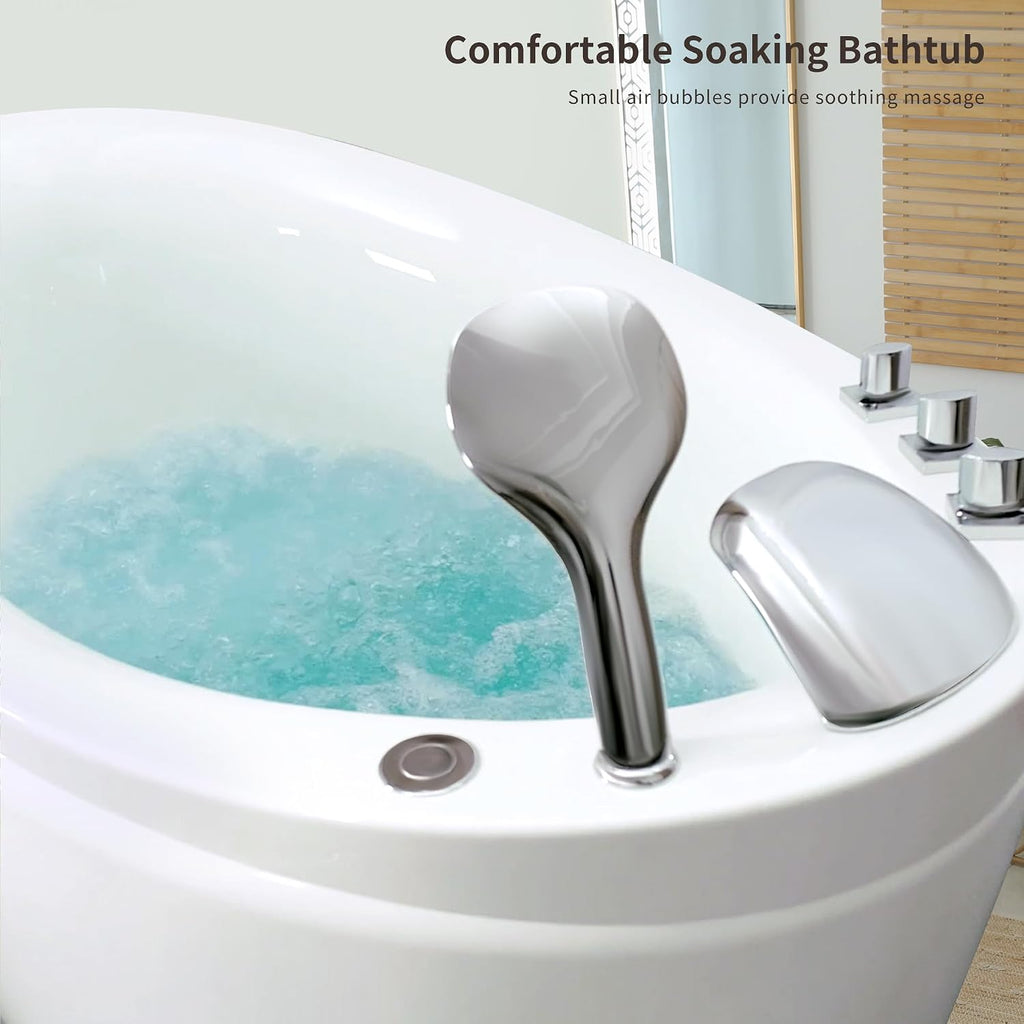 Empava Air Jetted Massage Bath Tub 48 in. Freestanding Bathtub Air Mirco Bubble Hydrotherapy Oval Japanese SPA Tub