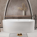 59' Acrylic Freestanding Bathtub with Double-Wall Insulation, Soaking Tub with Adjustable feet & POP-UP Chrome Drain, Soaker Tub for Bathroom, Stand Alone