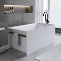 51'' Freestanding Bathtub for Adult, Contemporary Resin Stone Soaking Bathtub Solid Surface Modern Stand Alone Tub with Overflow and Pop-up Drain, Japanese soaking tub White (Rectangular)