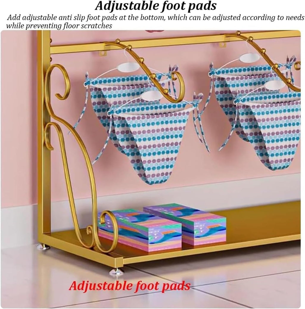 Clothes Rail Garment Rack Metal Underwear Display Stands， Floor Standing Sock Gloves Ornament Organizer Retail Store Metal Hanger Creative Commercial Shelves for Pan