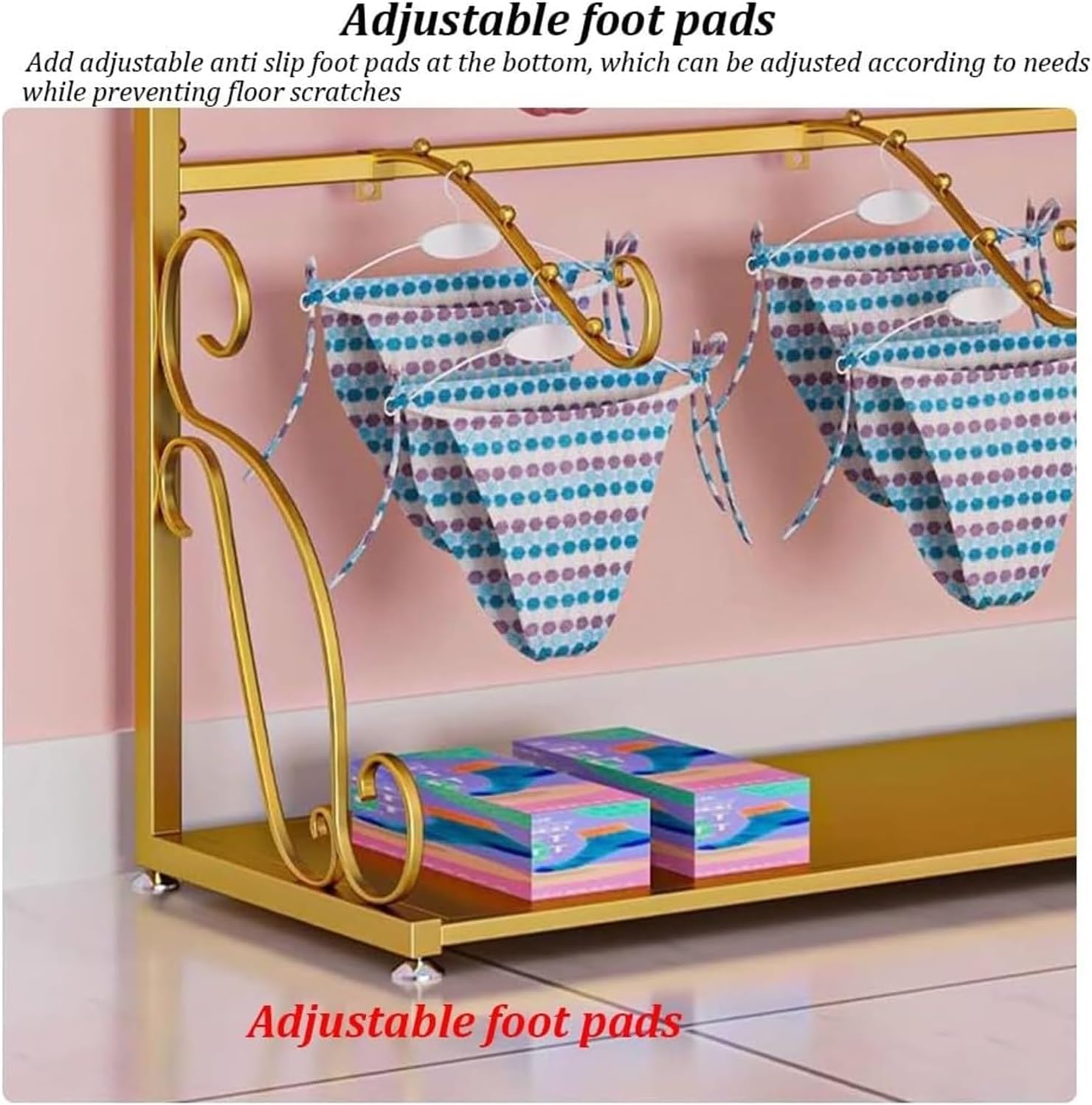Clothes Rail Garment Rack Metal Underwear Display Stands， Floor Standing Sock Gloves Ornament Organizer Retail Store Metal Hanger Creative Commercial Shelves for Pan