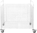 Metal Basketball Rolling Cart Sports Equipment Storage Wheel Basket White Athletic Portable Lockable Cage Raised Handle Gym Home Garage School Court Field Football Soccer Ball Volleyball Bat