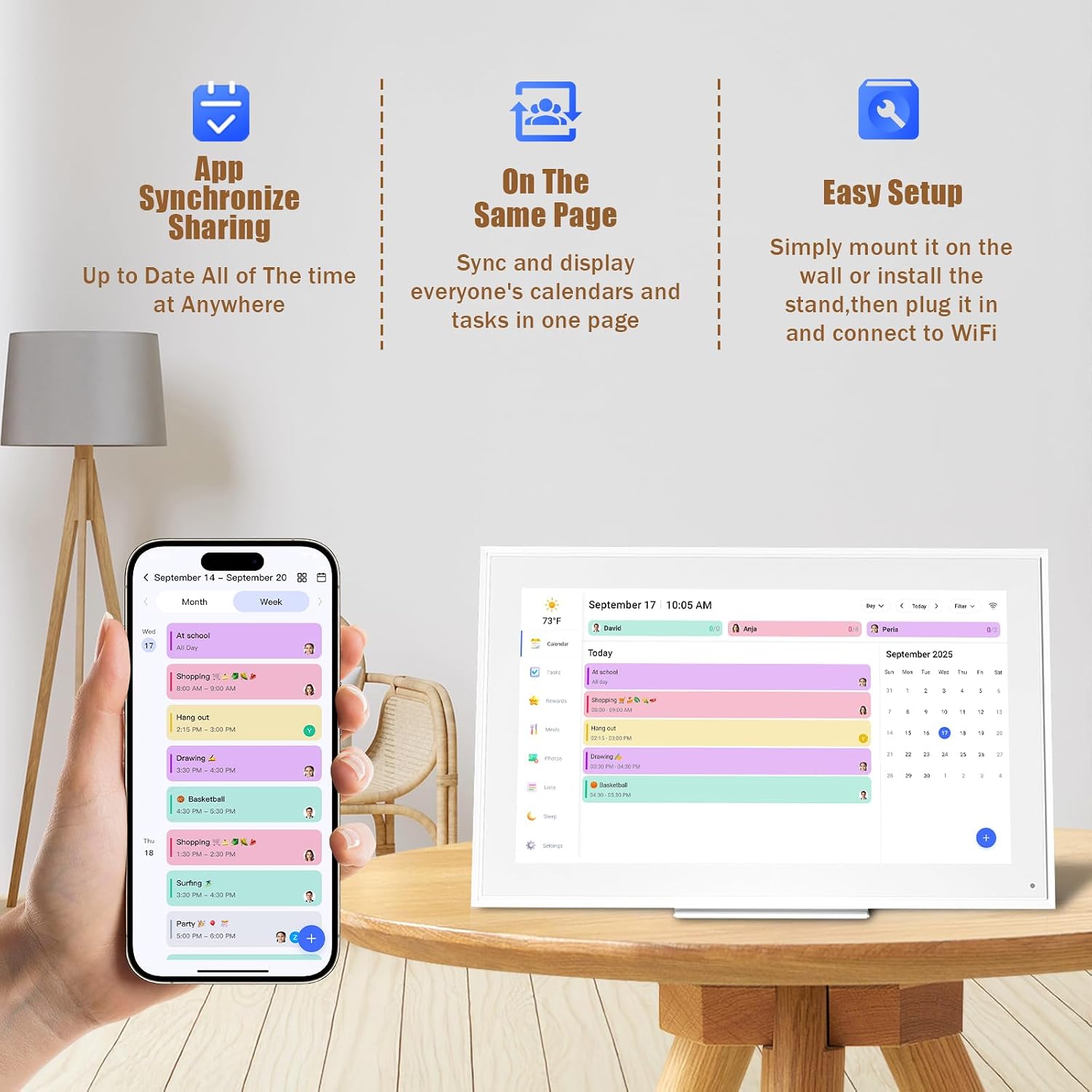 Digital Calendar:15.6-inchWall Planner Electronic Calendar & Chore Chart, Smart Touchscreen Interactive Display for Family Schedules– Wall and Desk Mountable, Great for Organizing Your 2026 Calendar