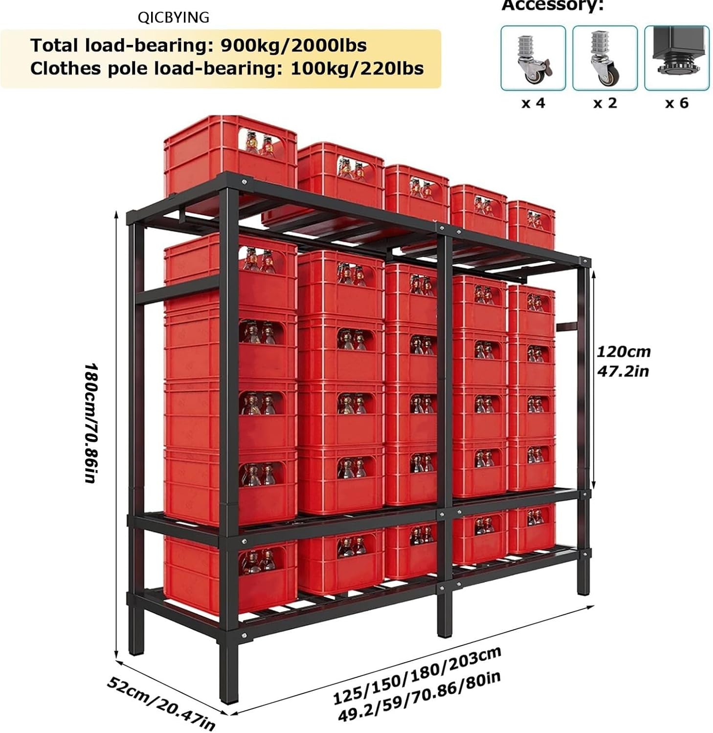 Wardrobe Storage Closet - Heavy Duty Rolling Garment Rack With Cover, Foldable Clothing Rack For Hanging Clothes, Portable Freestanding Closets Wardrobe , Metal Armoires, Max 2000lbs ( Size : 180*52*1