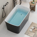 49' Acrylic Freestanding Bathtubs, Square Shaped Japanese Soaking Tub with, Stand Alone Tubs W/Pop-UP Chrome Drain, Slotted Overflow, cUPC Certified, Glossy Black(Without Seat))