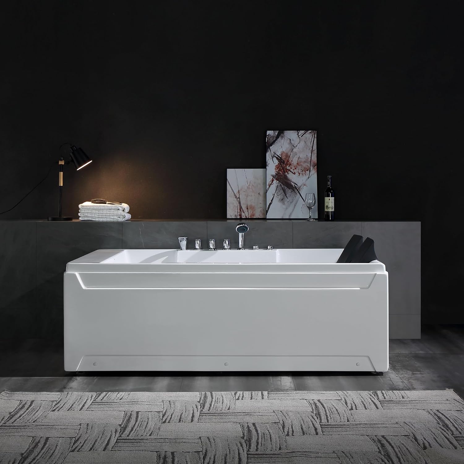Empava 72' x 48' Whirlpool Tub for Couple,1125W Jetted Bathtub with Light, Hydro Massage,Chromatherapy,ETL Certified,110 Gallons,Left Drain