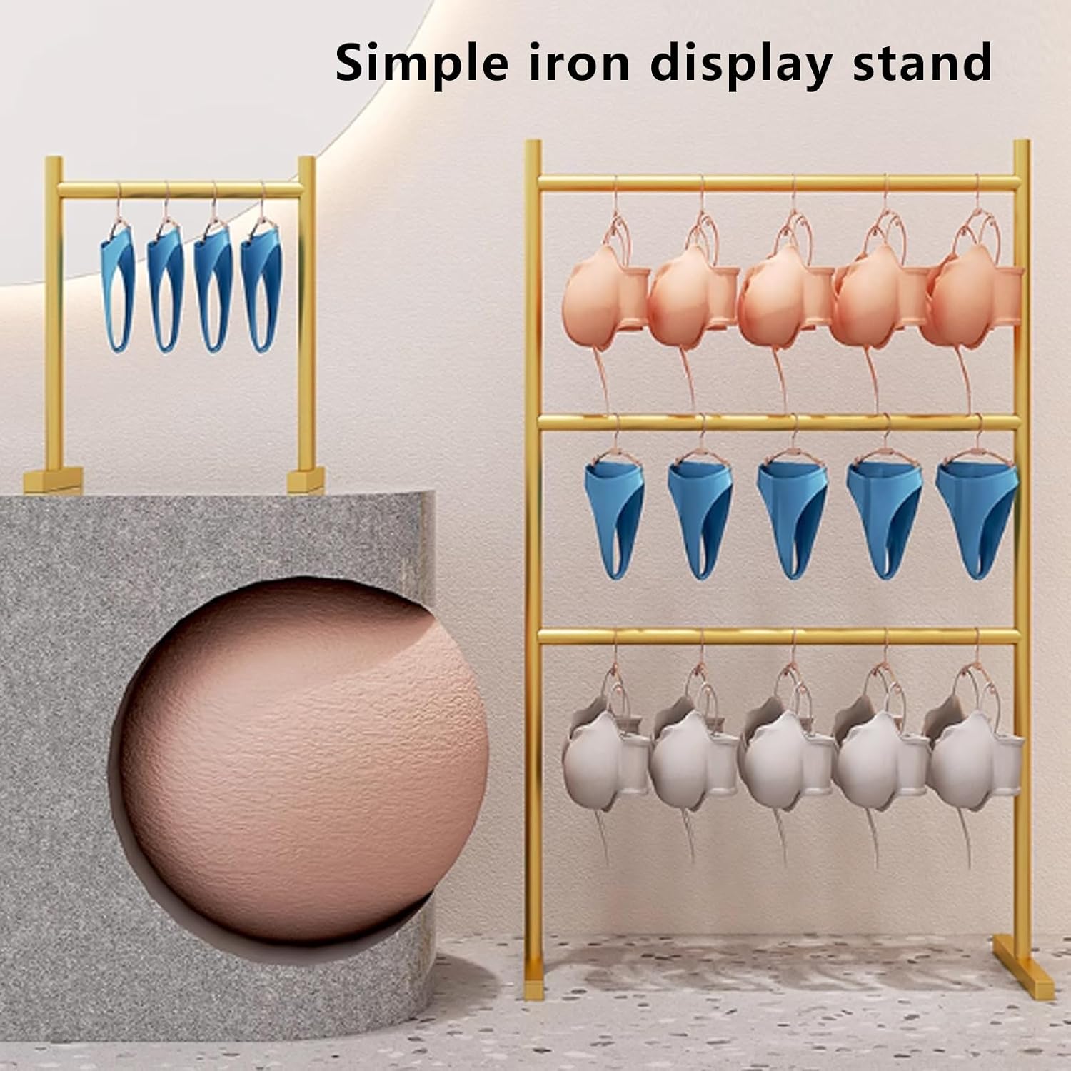 Boutique Lingerie Stand,Freestanding Clothing Store Retail Lingerie Garment Rack,Bra Shorts Display Storage Rack(L-60CM)