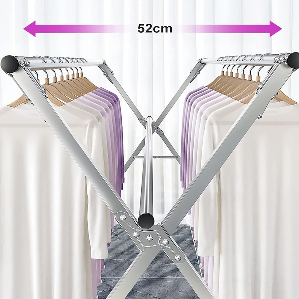 Clothes Drying Rack, Stainless Steel Laundry Dry Racks, Laundry Drying Rack Collapsible, Foldable Adjustable Garment Rack with Windproof Hooks, for Indoor Outdoors (2.4m)