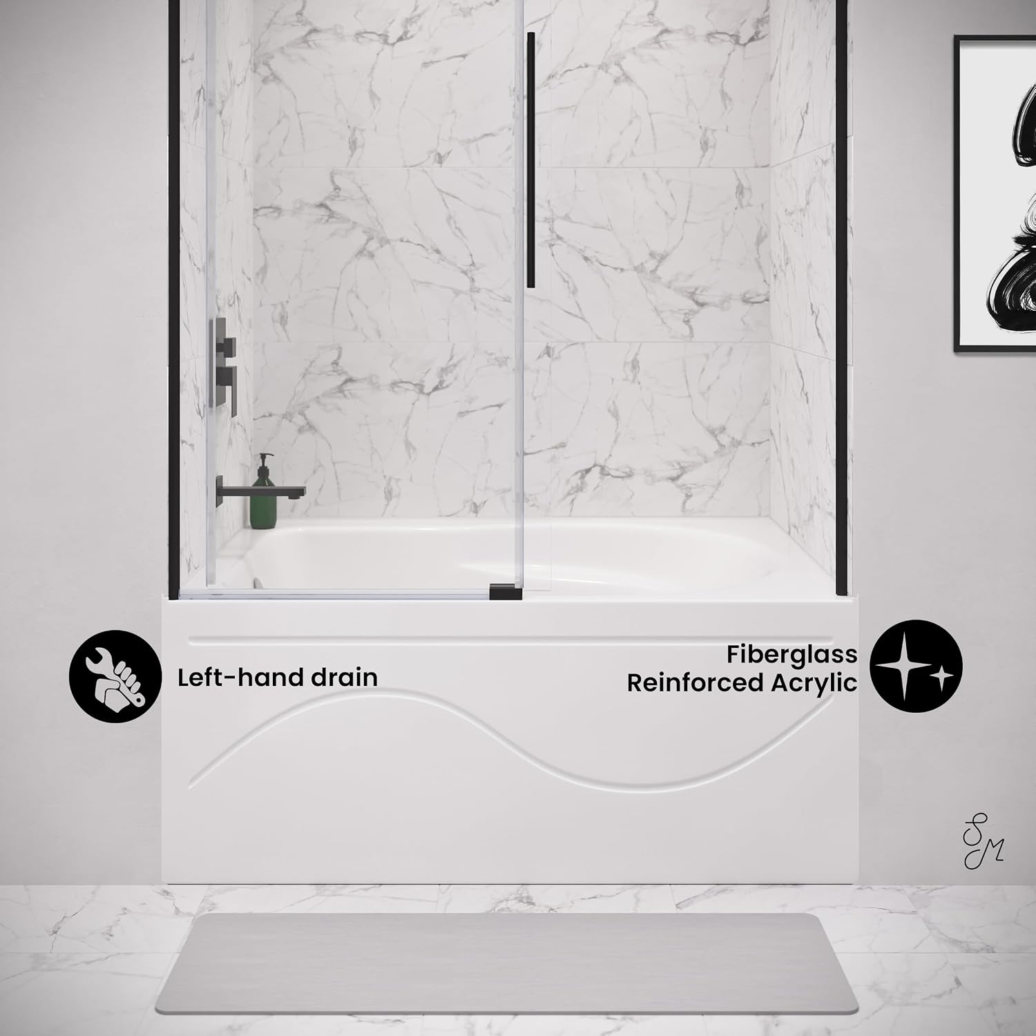 Ivy 48'' x 32' Bathtub with Apron Left Hand Drain in White