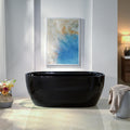 WOODBRIDGE 59' L x 31-1/2' W Freestanding Contemporary Acrylic Soaking Bathtub in Glossy Black Inside and Outside with Matte Black Drain & Overflow,B8864-MB