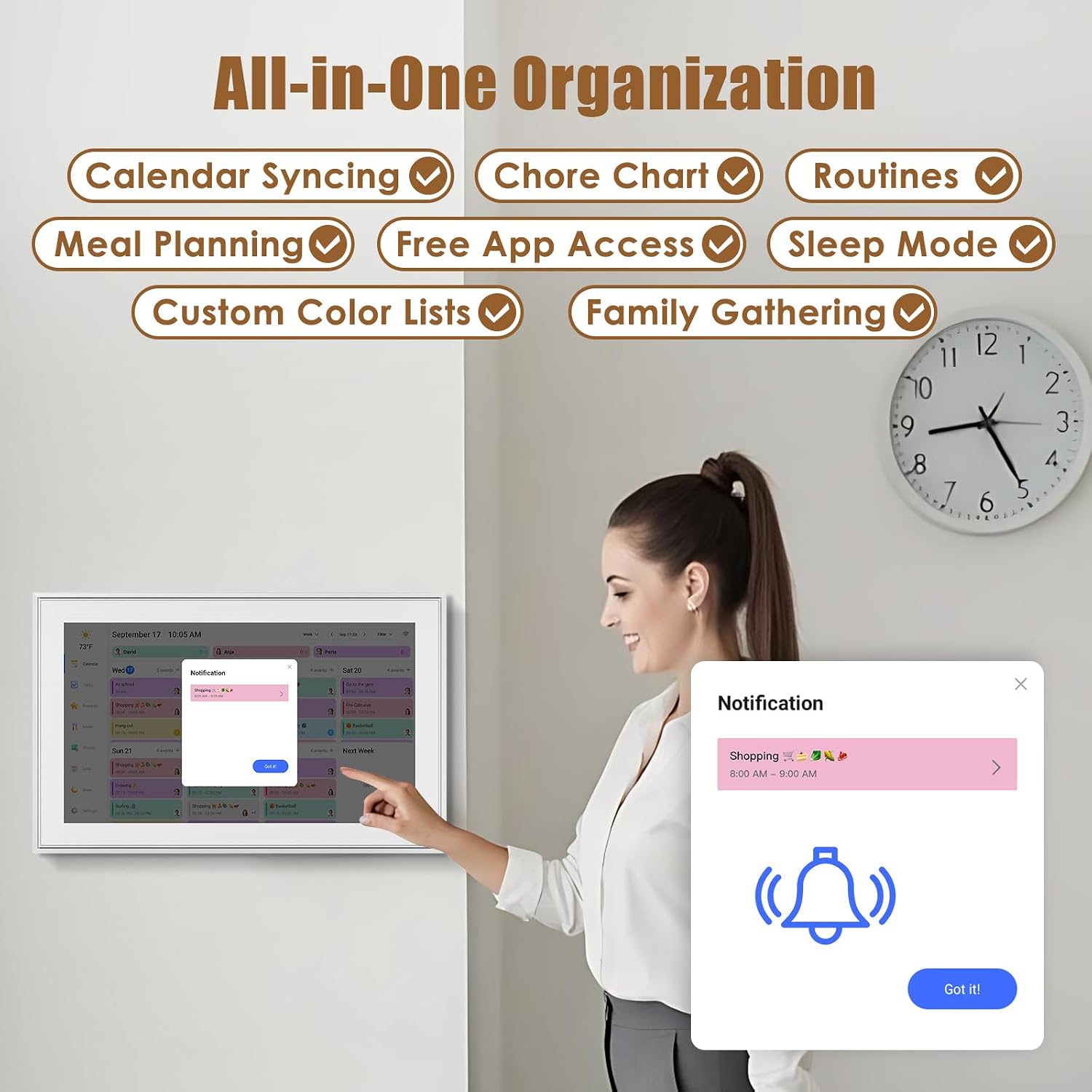 Digital Calendar:15.6-inchWall Planner Electronic Calendar & Chore Chart, Smart Touchscreen Interactive Display for Family Schedules– Wall and Desk Mountable, Great for Organizing Your 2026 Calendar