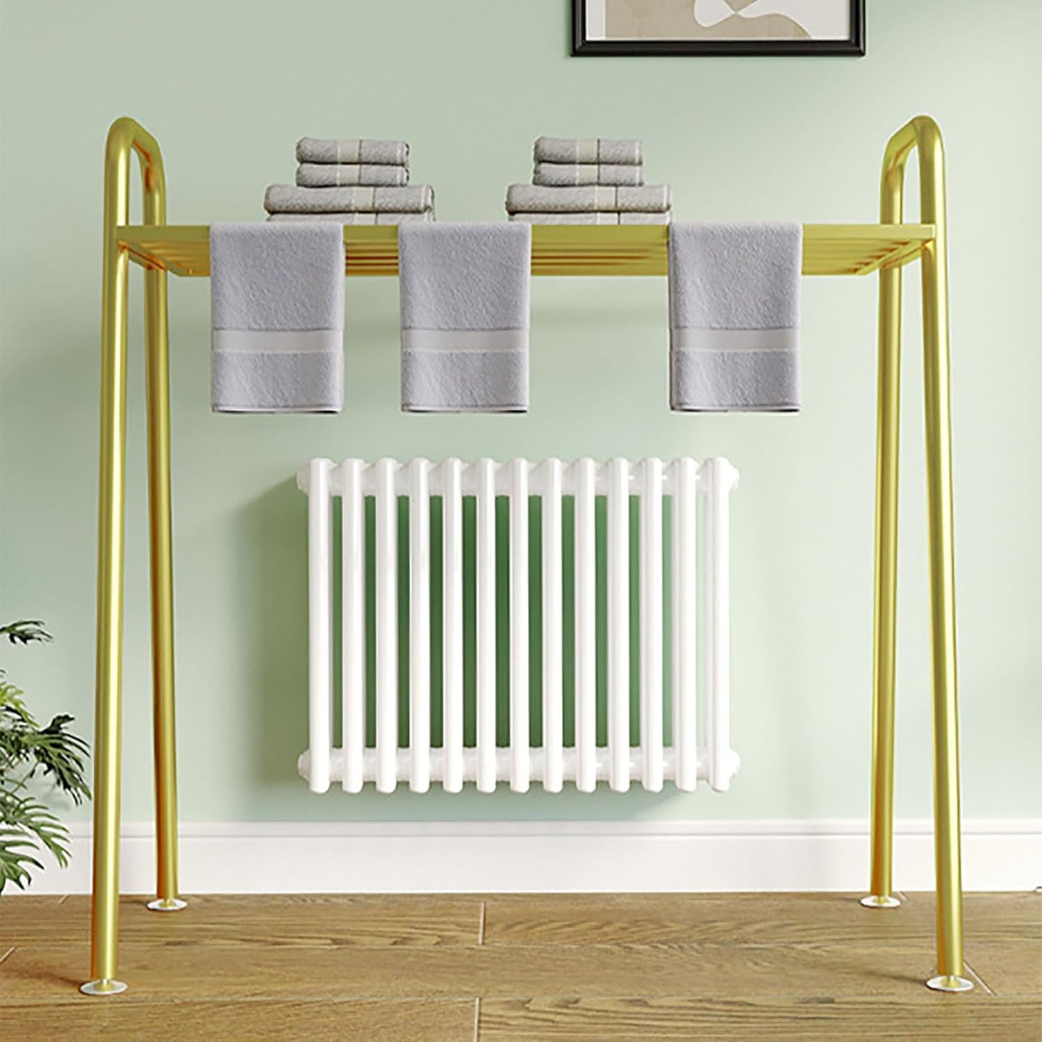 Towel Holder Metal Clothes Rail with Top Shoe Rack for Organizing Clothes and Towel Storage Freestanding Garment Rack for Bedroom Portable Clothes Organizer (100cm, d)