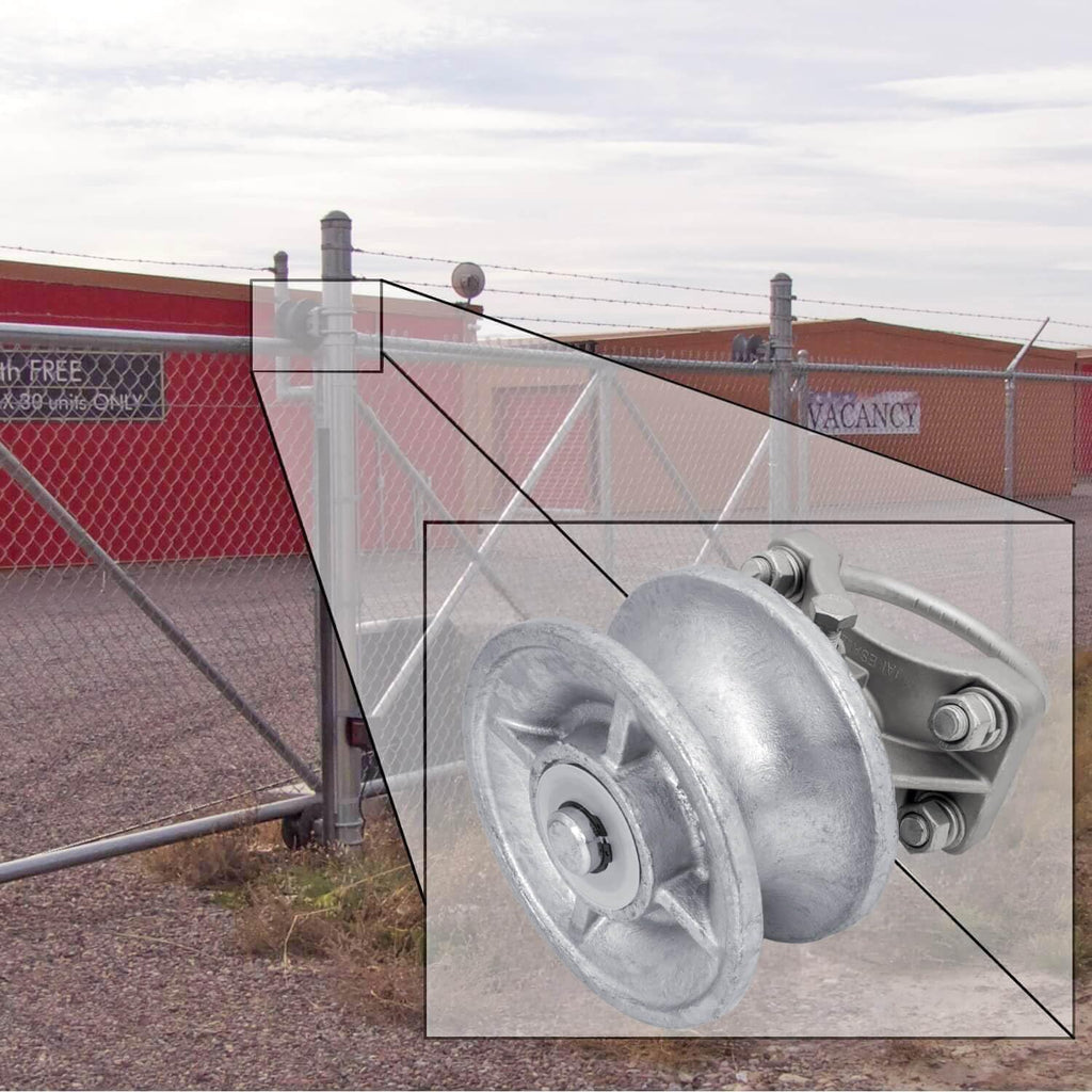 Cantilevered Gate Rollers, Cantilevered Rollers, for 4' Post, 2-3/8' Chain Link Fence Gate Frame - CASE Qty 4