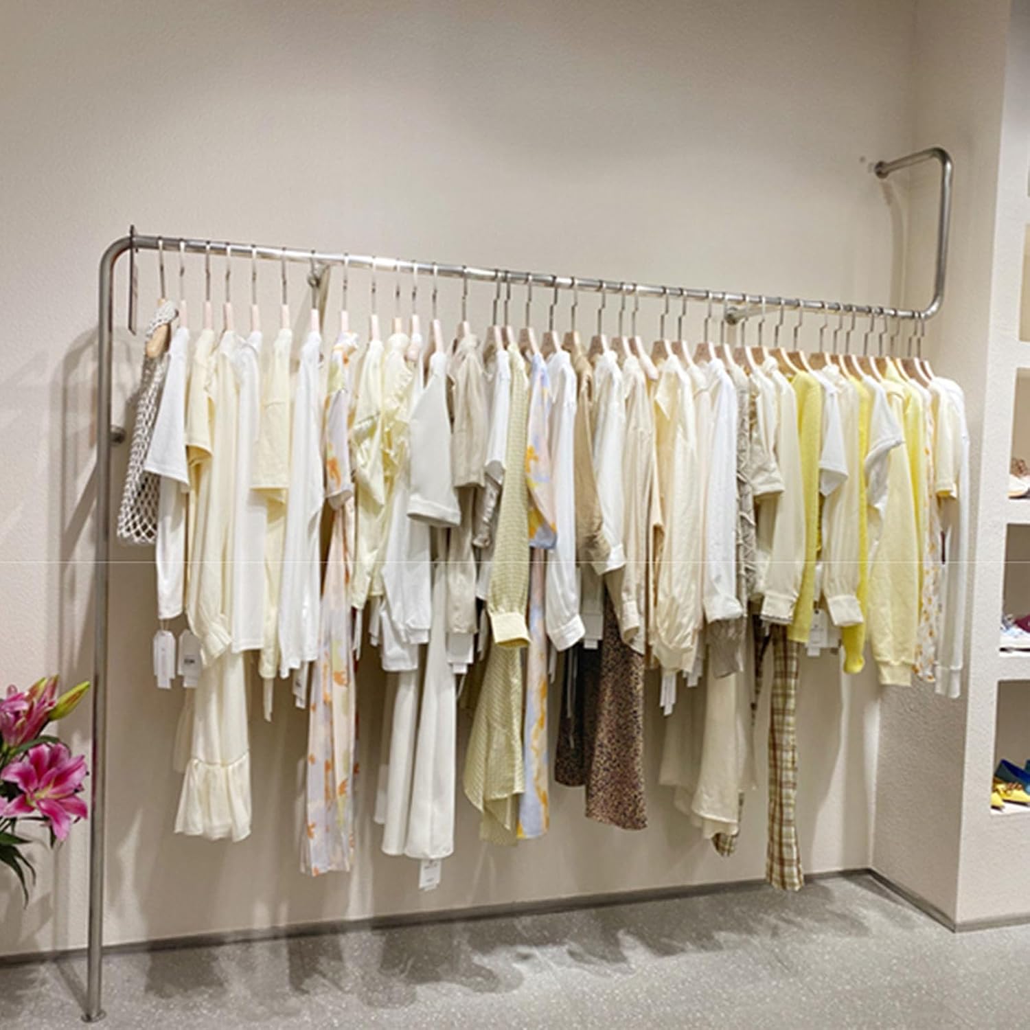 Industrial Pipe Wall Mounted Clothes Hanging Shelves, Retail Display Metal Clothing Rack Stainless Steel Detachable Garment Bar,laundry Room Garment Rack,multi-purpose Hanging Rod for Closet