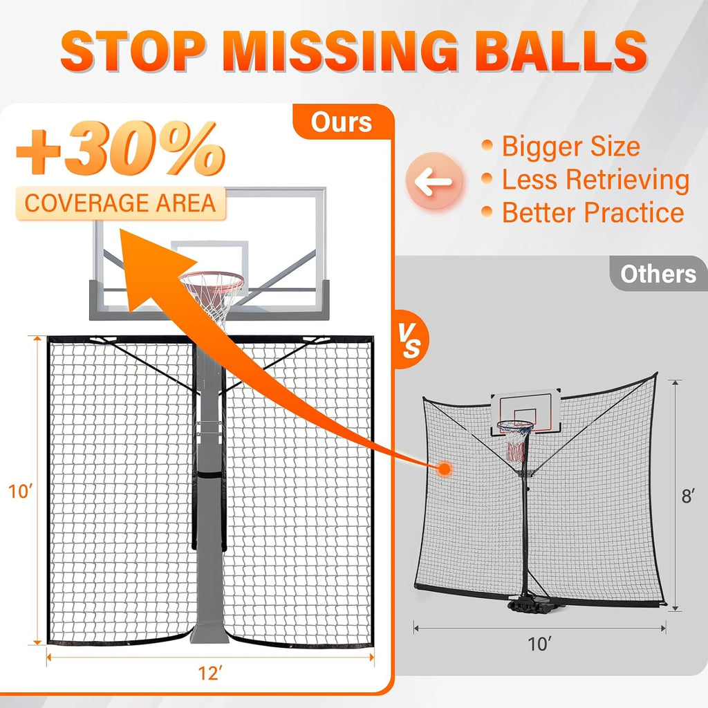 Basketball 2-in-1 Backstop Net+Light Mount System, Standalone Backstop Net, Standalone Light Mount Frame for Backyard Family Play, Fits Standard Hoops(Light NOT Included)