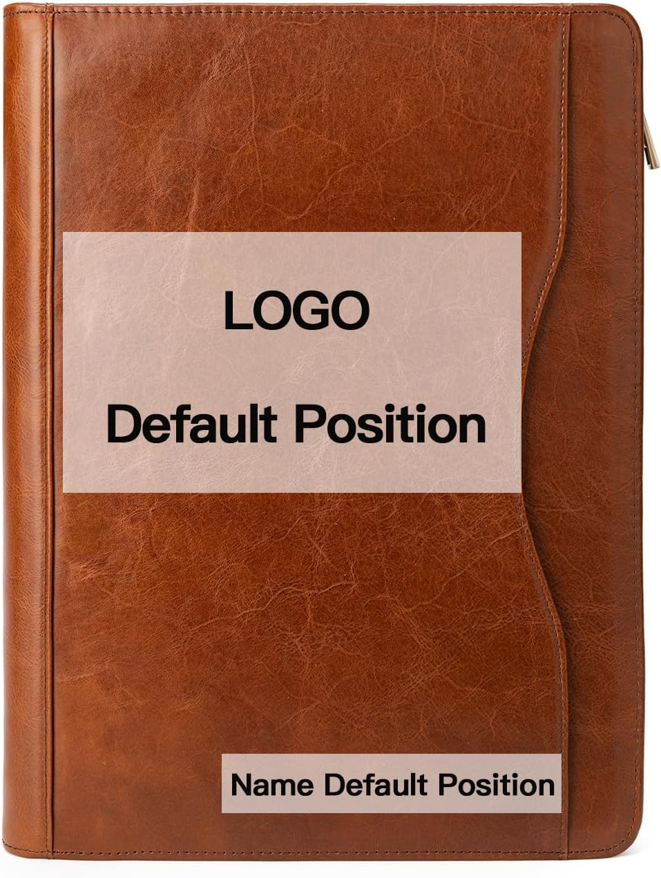 YIWEN Personalized Leather 3 Ring Binder Portfolio with Front Pocket, Zippered Padfolio for 8.5 x 11' Notepad and 13' Tablet, Professional Business Travel Organizer (Brown, Oil Wax Leather)