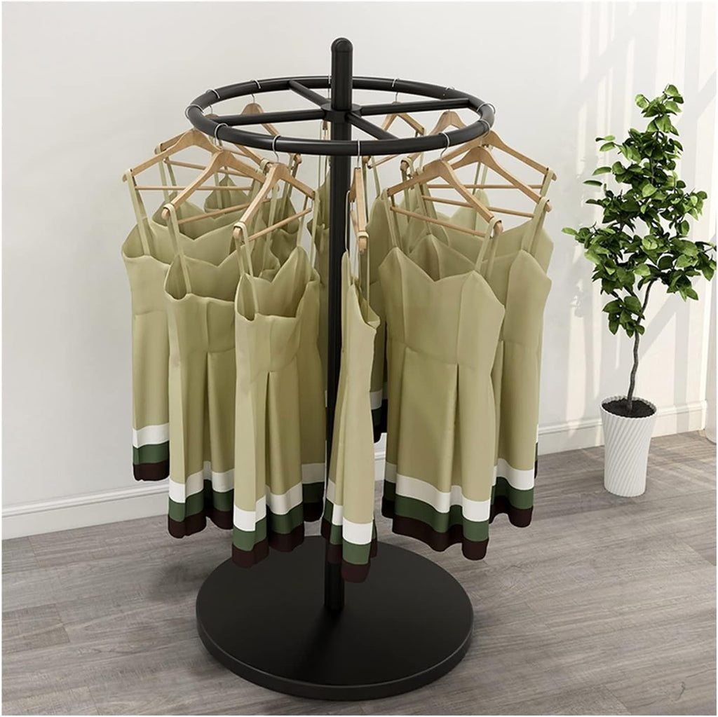 Lingerie Garment Rack Retail Display Racks, Freestanding Clothing Store Residential Wardrobe Garment Rack, Circular Rotate Commercial Hanging Shelves, Dress Panties,Black-55x155CM