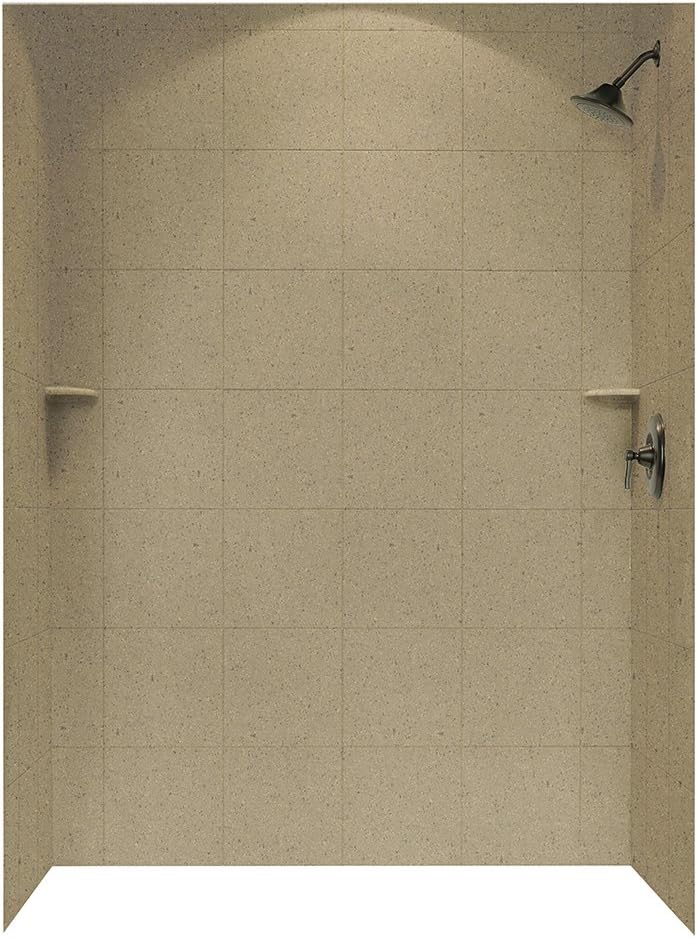 Swan SQMK723662.091 36-in L x 62-in W x 72.5-in H Solid Surface Shower Wall Kit, Barley