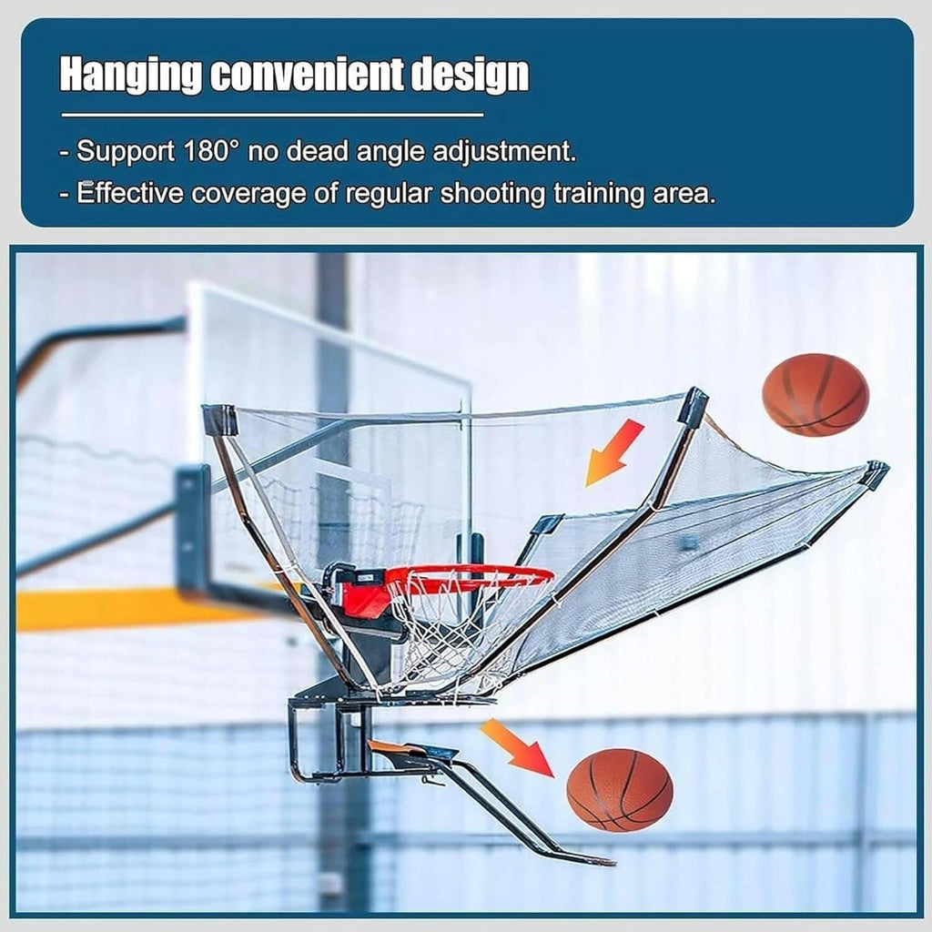 Shootaround Basketball Shooting Machine Metal Basketball Rebounder with Collapsible Net Rotating Chute Basketball Rebounder Exercise Equipment for Working Out Efficiency