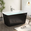 Zevemomo 49' Acrylic Freestanding Bathtub, Modern Deep Soaking Tub with Brushed Nickel Overflow and Drain, cUPC Certified Free Standing Tub, Black