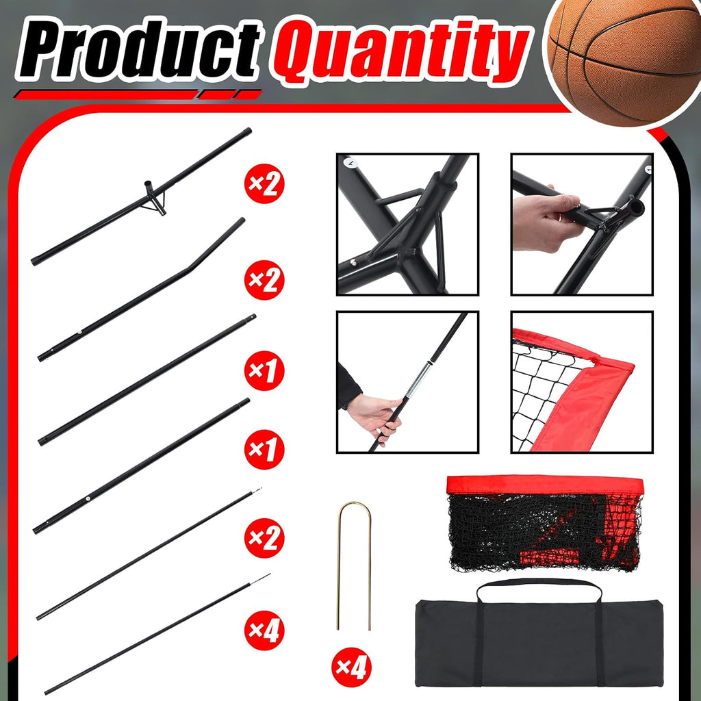 Seenelling Basketball Net Catcher Backstop Net Sports Barrier Nets for Backyard Rebounder to Guard Rebound and Return Basketball with Carry Bag