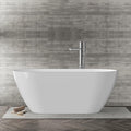 Freestanding Bathtub 67 Inch, Oval Acrylic Stand Alone Tub with Chrome Drain, Modern White Soaking Tub for Bathroom Renovation, Ergonomic Design for Family or Guest Bathroom
