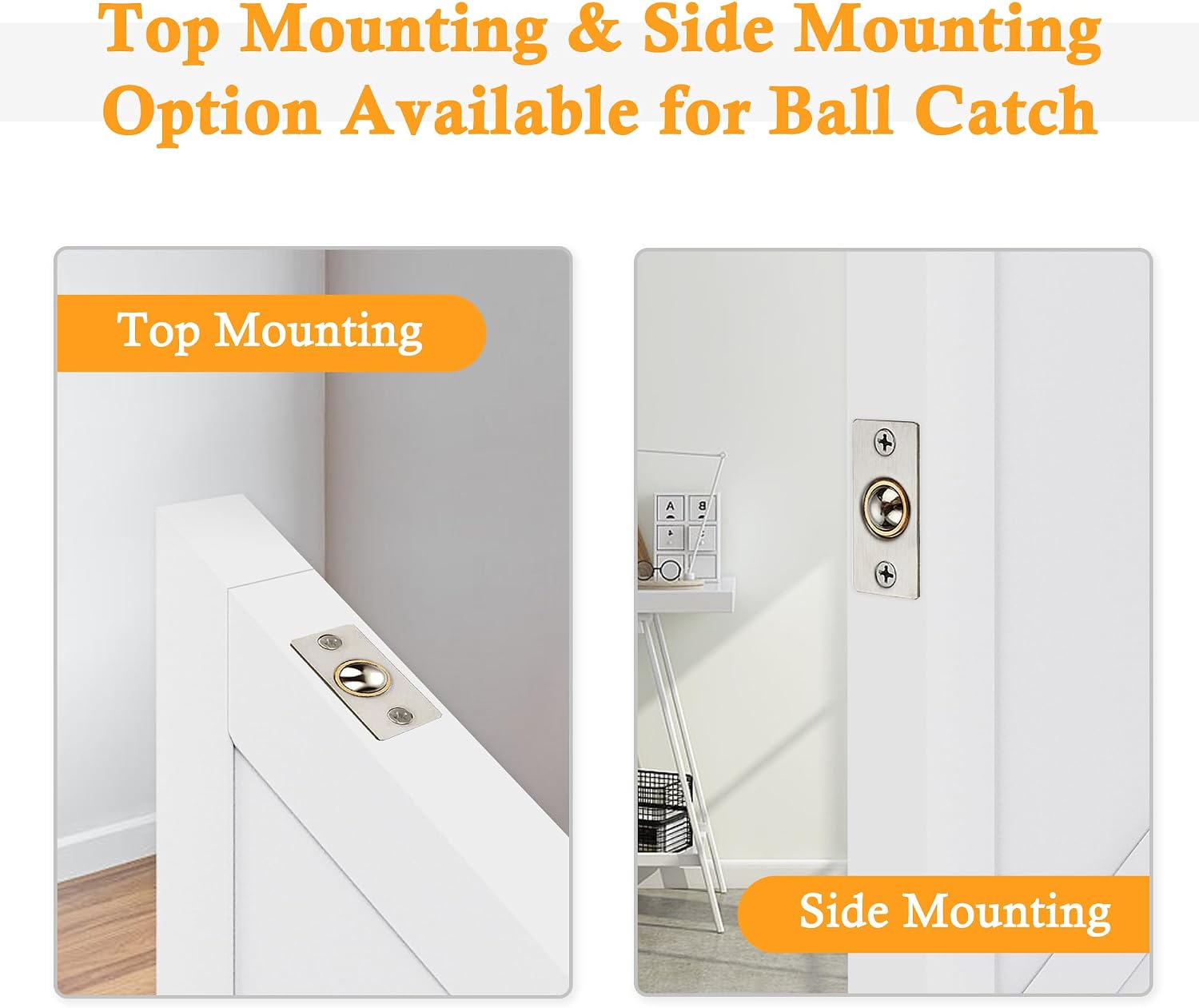 36' x 80' Ball Catch French Doors, 3 Panel Clear Glass Solid Core Pre-Finished & Paintable Double Doors with Ball Catches & Hinges & Handles, White Door, Swing Closet Door Interior