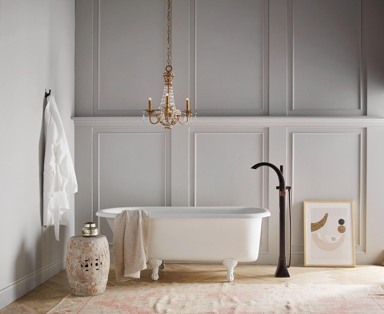 Moen Voss Oil-Rubbed Bronze One-Handle Freestanding Floor Mount Tub Filler with Handshower, 695ORB